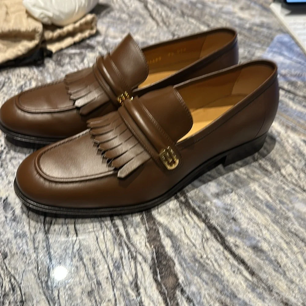 GUCCI BRAND NEW WAXED CALF BROWN SUGAR LOAFERS - Gucci size 7.5/US 9 - Picture 3 of 9